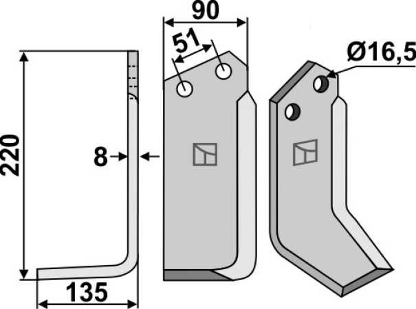 Fräsmesser 220x90mm, links